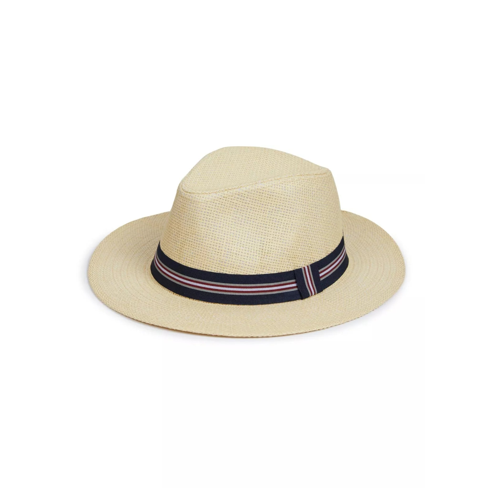 Nicky Adams Countrywear beige Panama style hat with a navy striped band